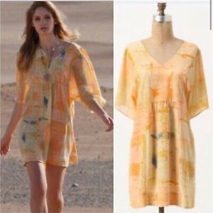 Maeve Anthropologie Watercolor Ume Silk Mini Dress size 6